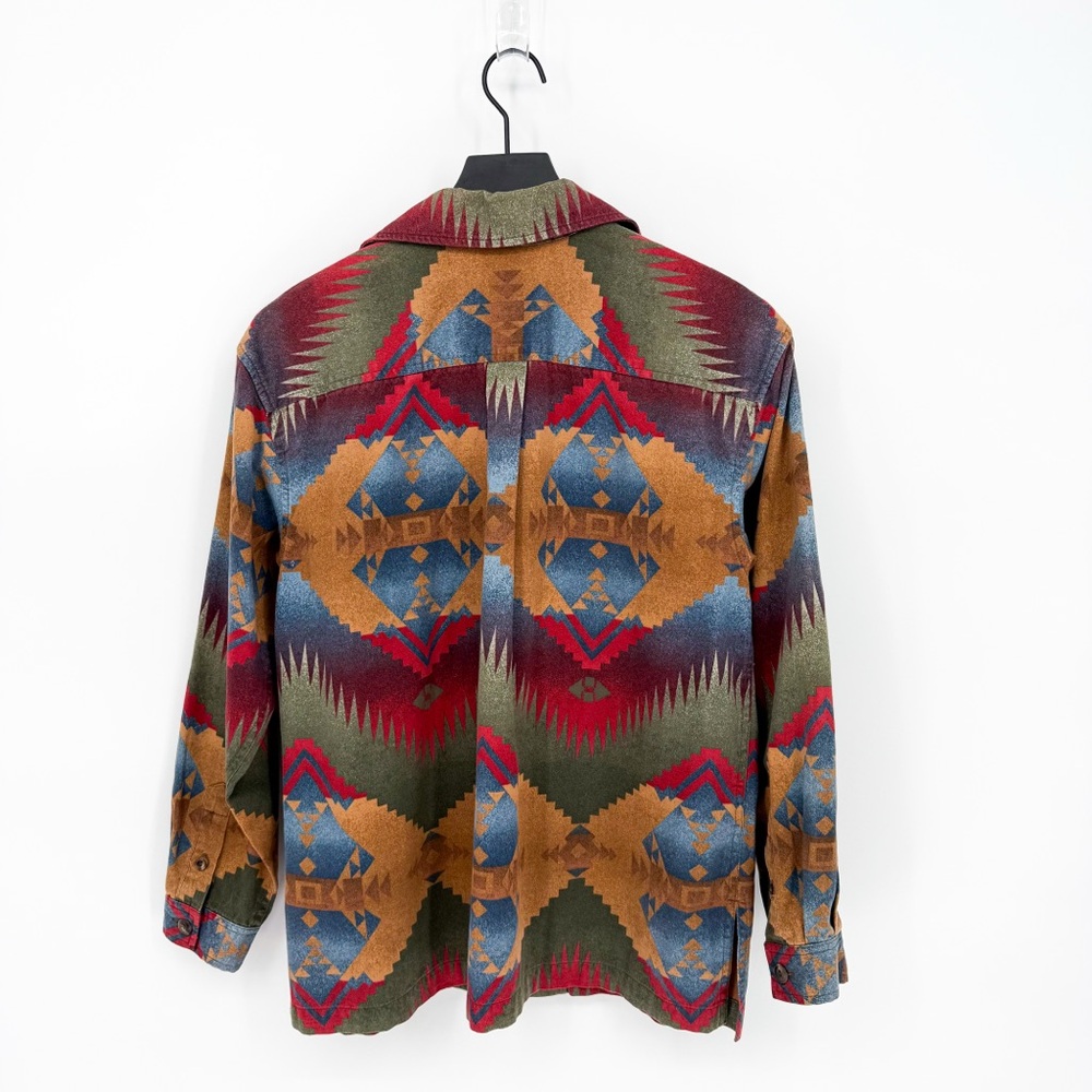 Vintage Jones NY Sport Western Aztec 100% Cotton Full Zip Shirt Jacket Small - Picture 7 of 9